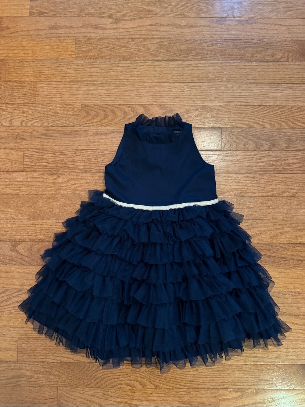 Janie and Jack Merry and Bright Navy Tiered Tulle  Holiday Dress